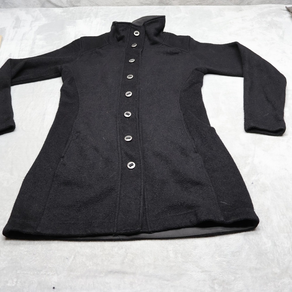 Kuhl Savina Sweater Jacket Womens Small Black Button Front Fleece Knit Coat